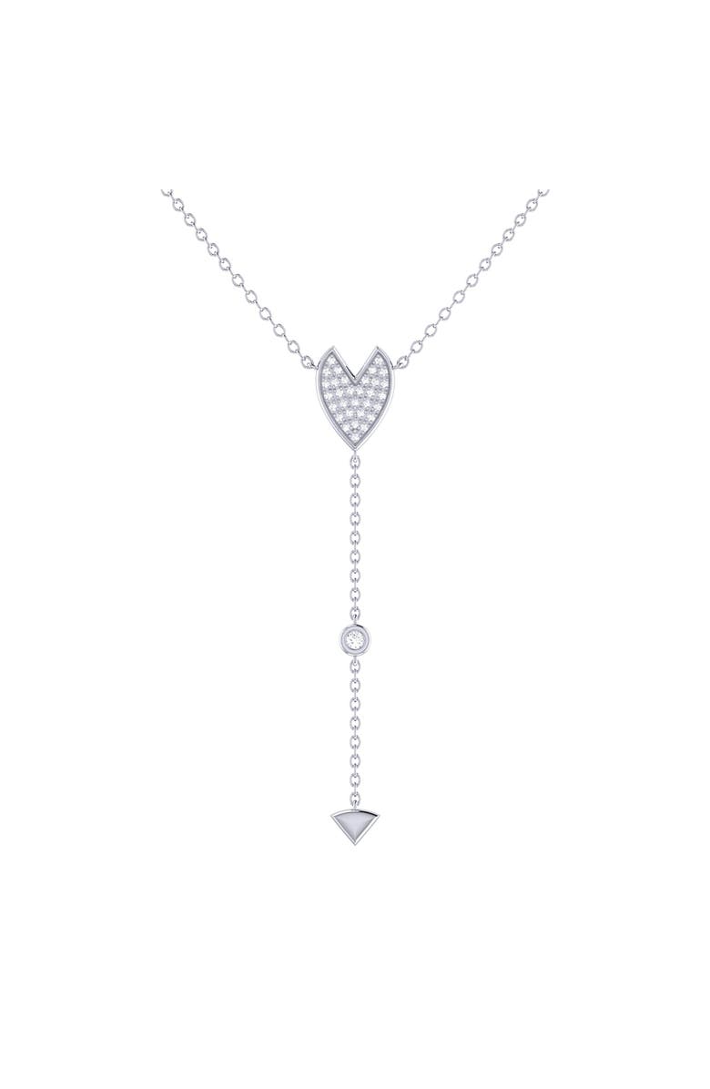 LuvMyJewelry Raindrop Drip Sterling Silver Diamond Y Necklace, Main, color, Silver