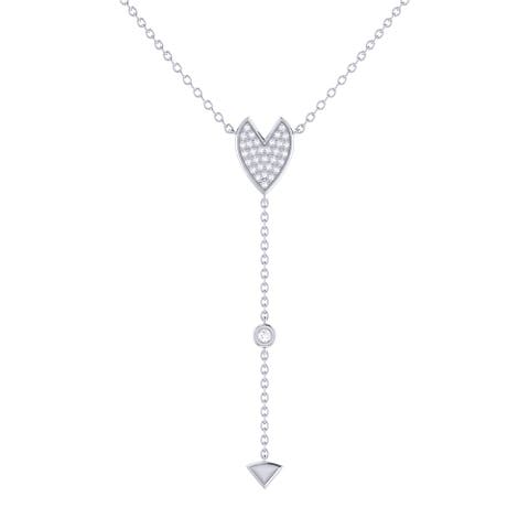 Raindrop Drip Sterling Silver Diamond Y Necklace