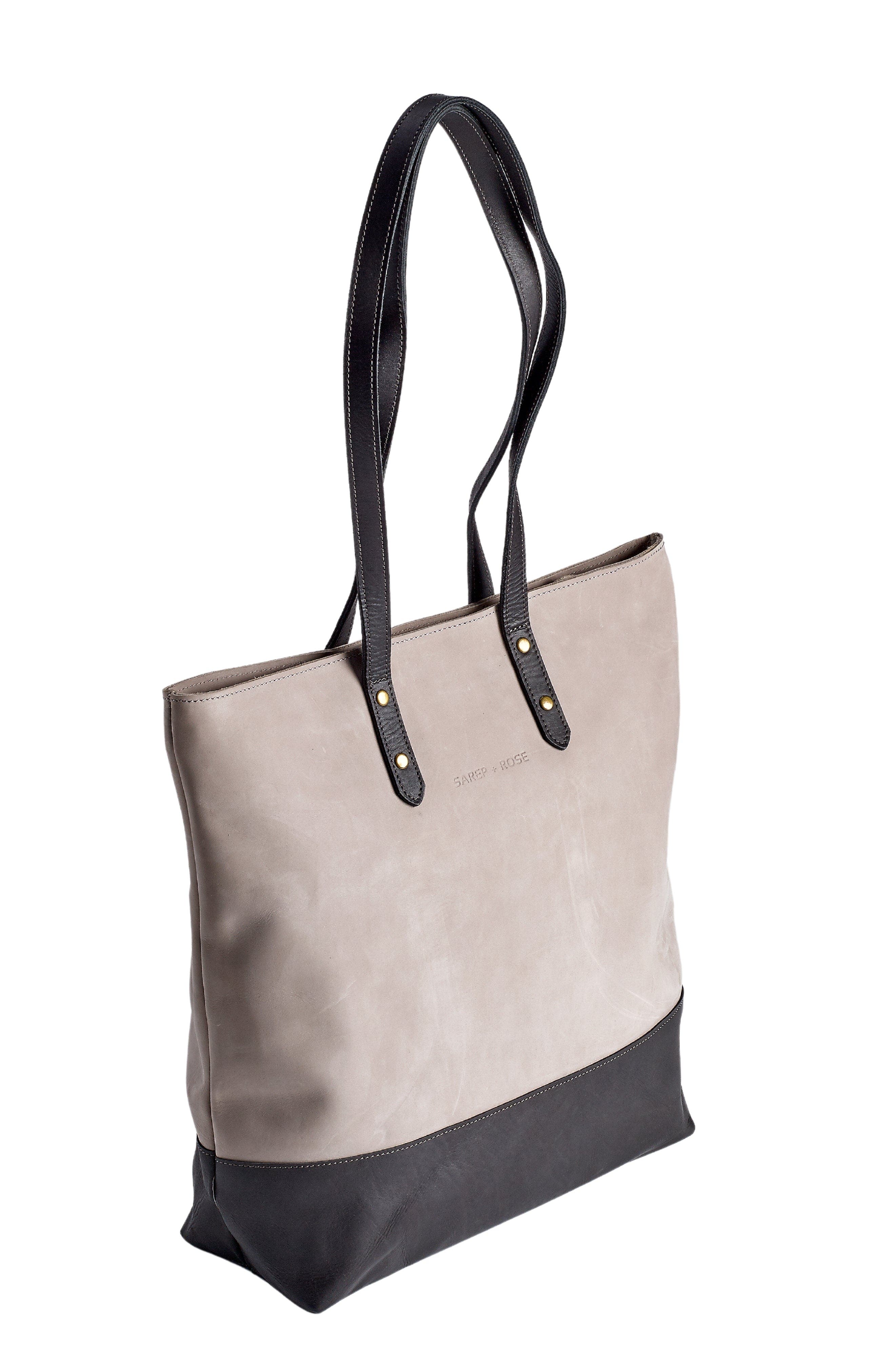 Sarep + Rose Kenya Large Leather Zipped Tote Bag, Alternate, color, Smoky Gray Nubuck