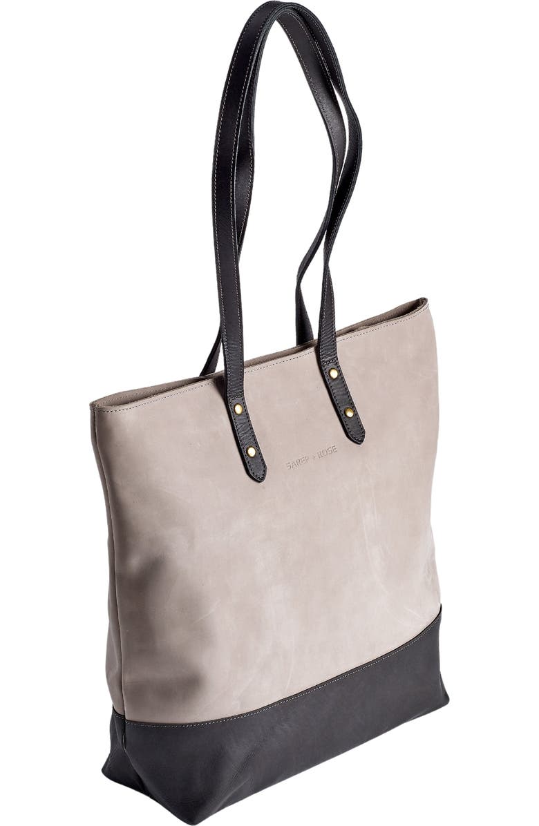 Sarep + Rose Kenya Large Leather Zipped Tote Bag, Alternate, color, Smoky Gray Nubuck