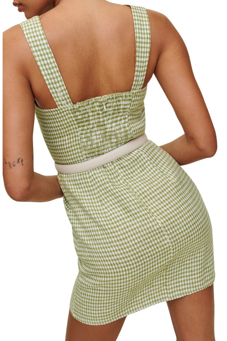 Celosia Sleeveless Check Linen Minidress, Alternate, color, AVOCADO CHECK