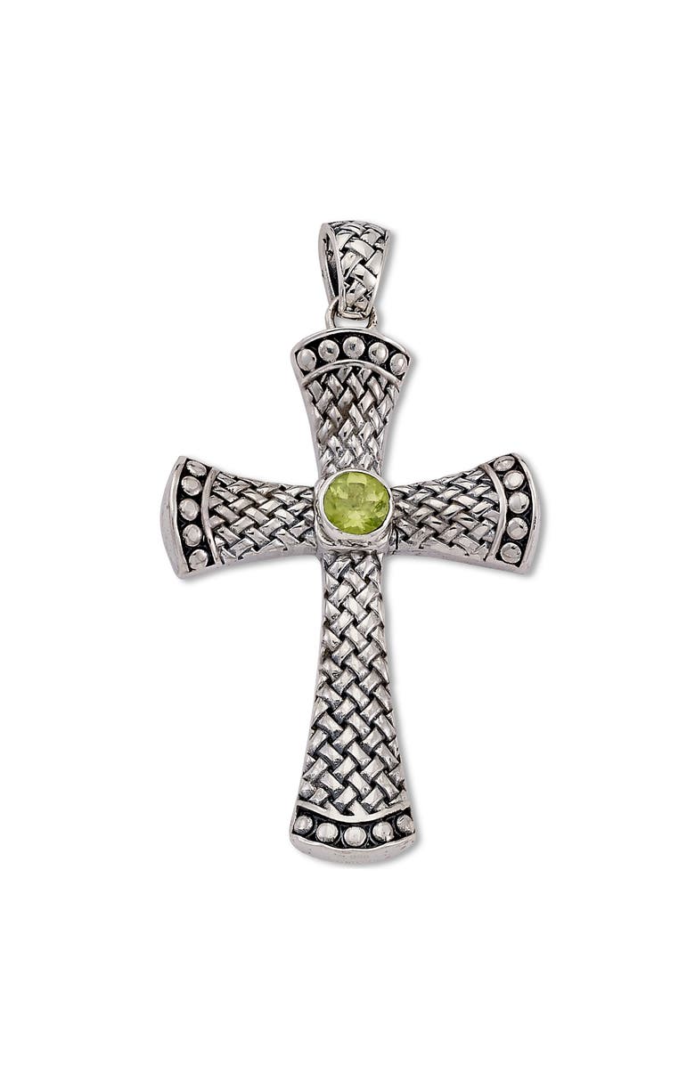 SAMUEL B. Sterling Silver Cross Pendant, Main, color, Green