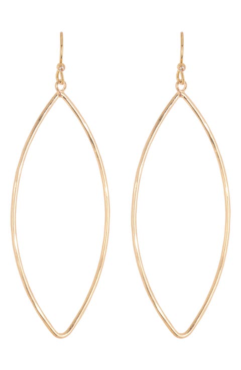 Hammered Marquise Drop Earrings