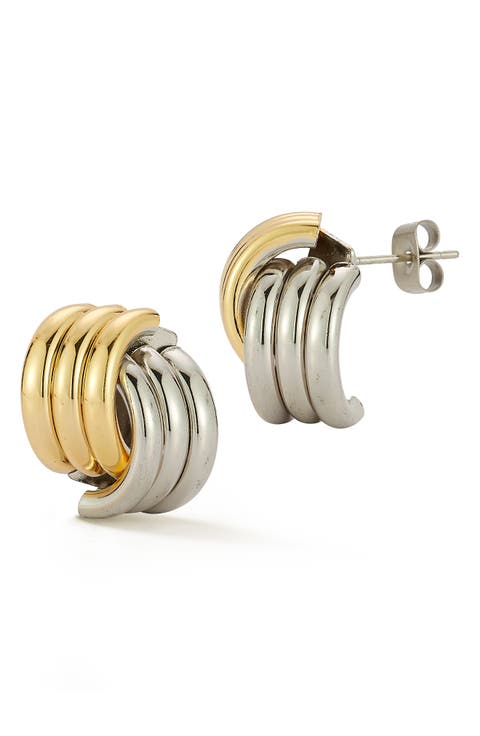 Two Tone Love Knot Stud Earrings