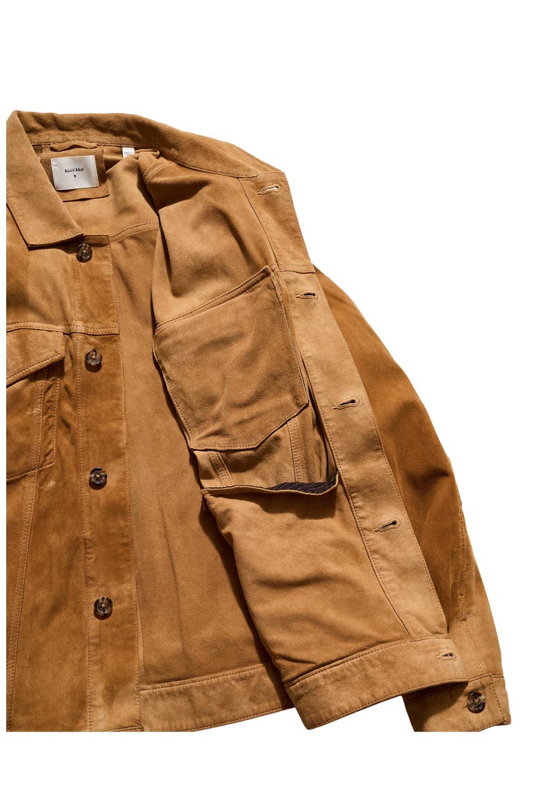 Waxed Suede Trucker Jacket, Alternate, color, KHAKI