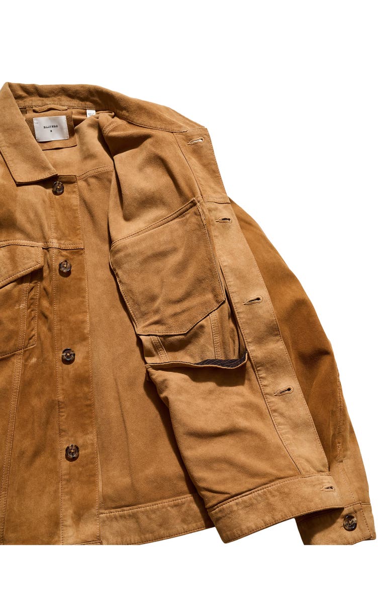Billy Reid Waxed Suede Trucker Jacket, Alternate, color, Khaki