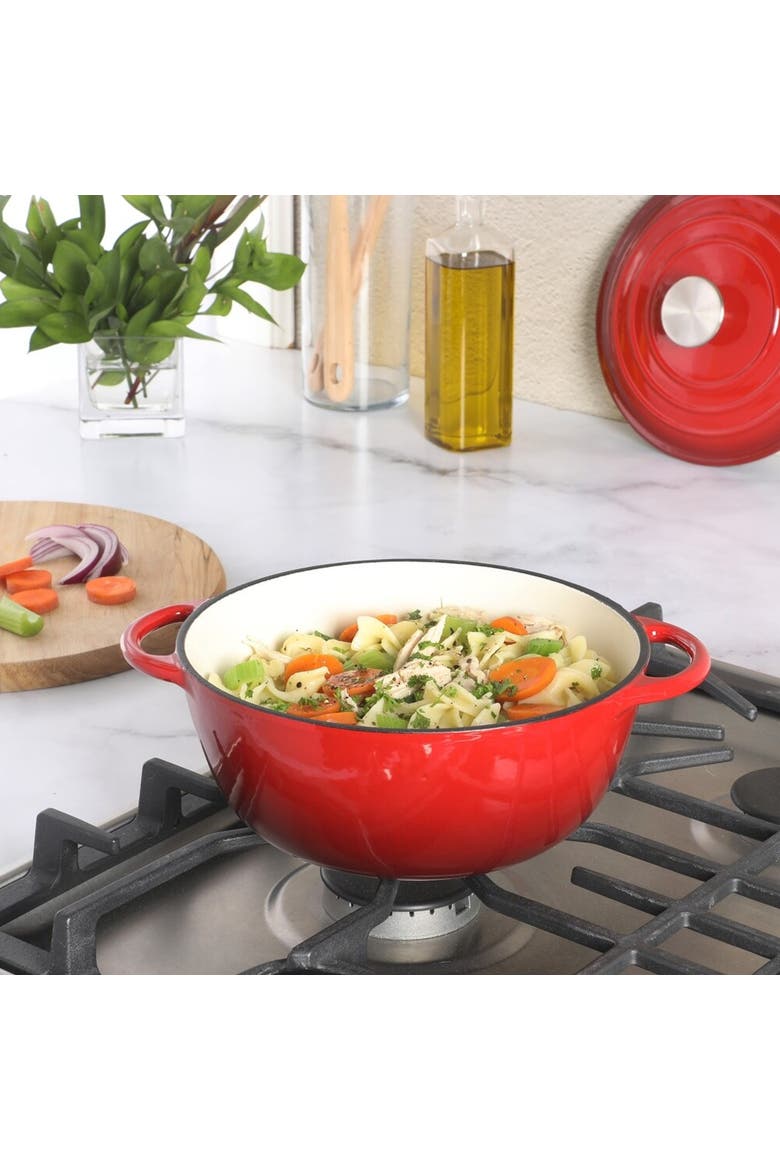 Addlestone 2.65 Quart Enameled Cast Iron Dutch Oven with Lid, Alternate, color, Red