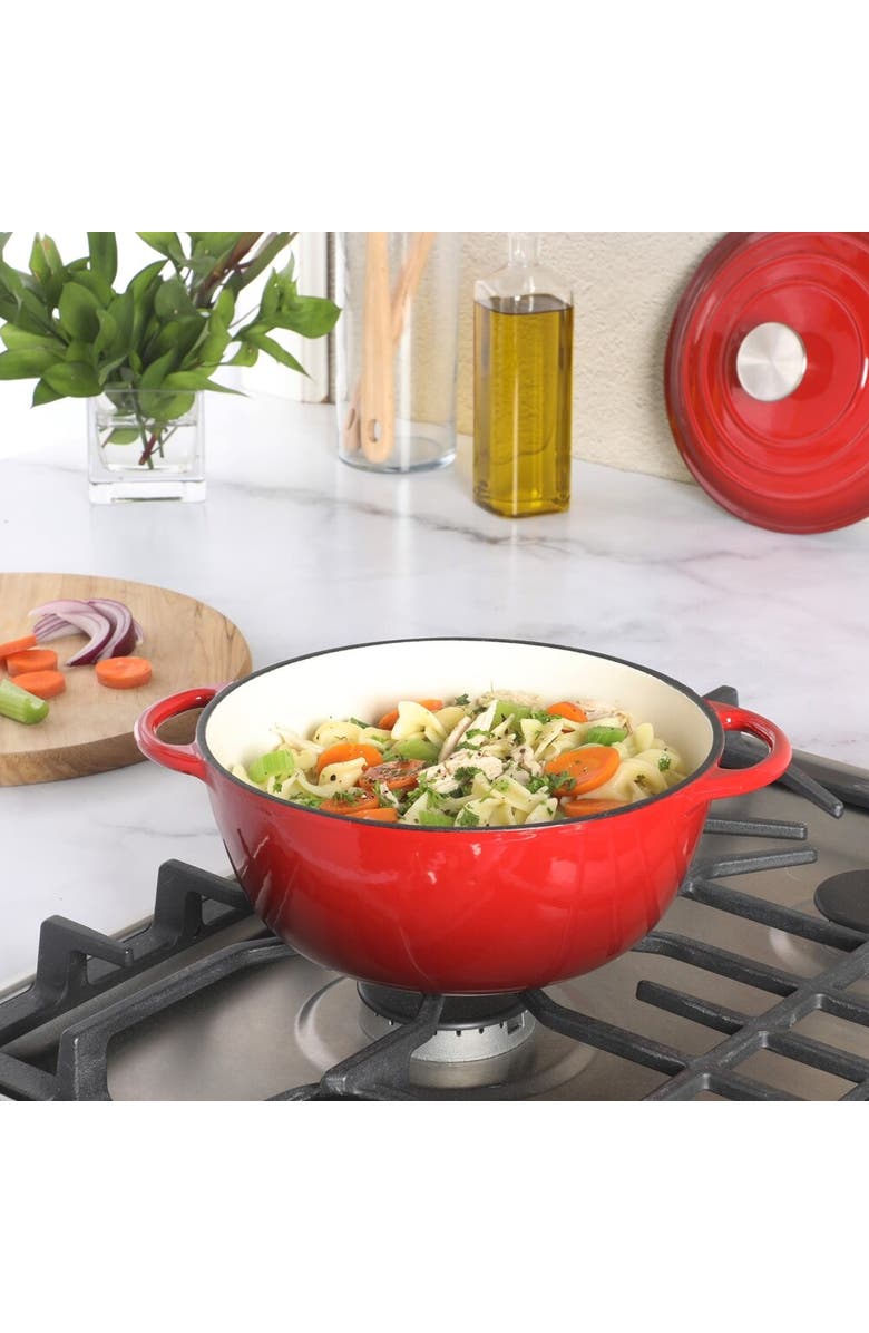 Gibson Home Addlestone 2.65 Quart Enameled Cast Iron Dutch Oven with Lid, Alternate, color, Red