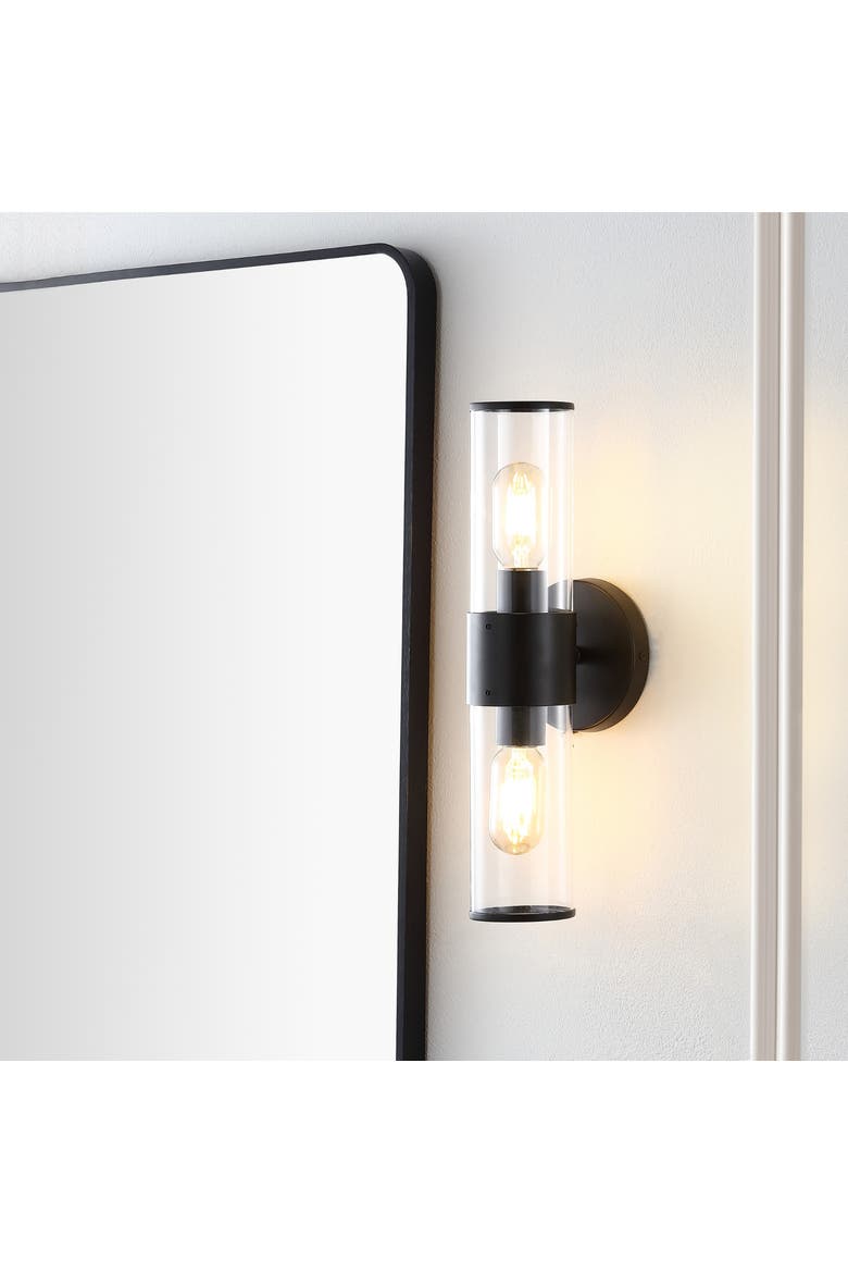Quinn 2-Light Mid-Century Modern Iron/Acrylic LED Sconce, Alternate, color, Oil Rubbed Bronze/Clear