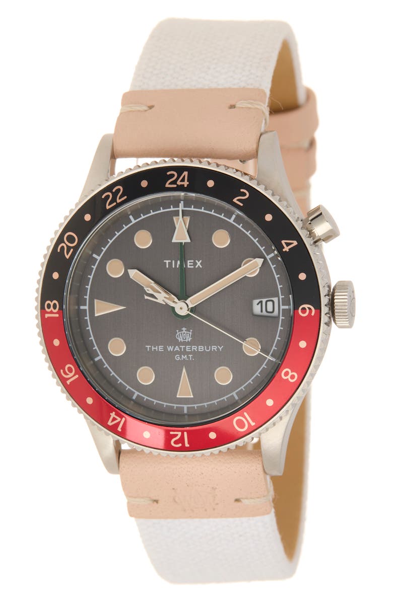Timex<sup>®</sup> Waterbury Traditional GMT Quartz Watch, 39mm, Main, color, Silver