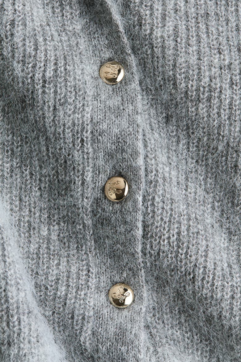 Rib-knit V-neck Cardigan, Alternate, color, Gray melange