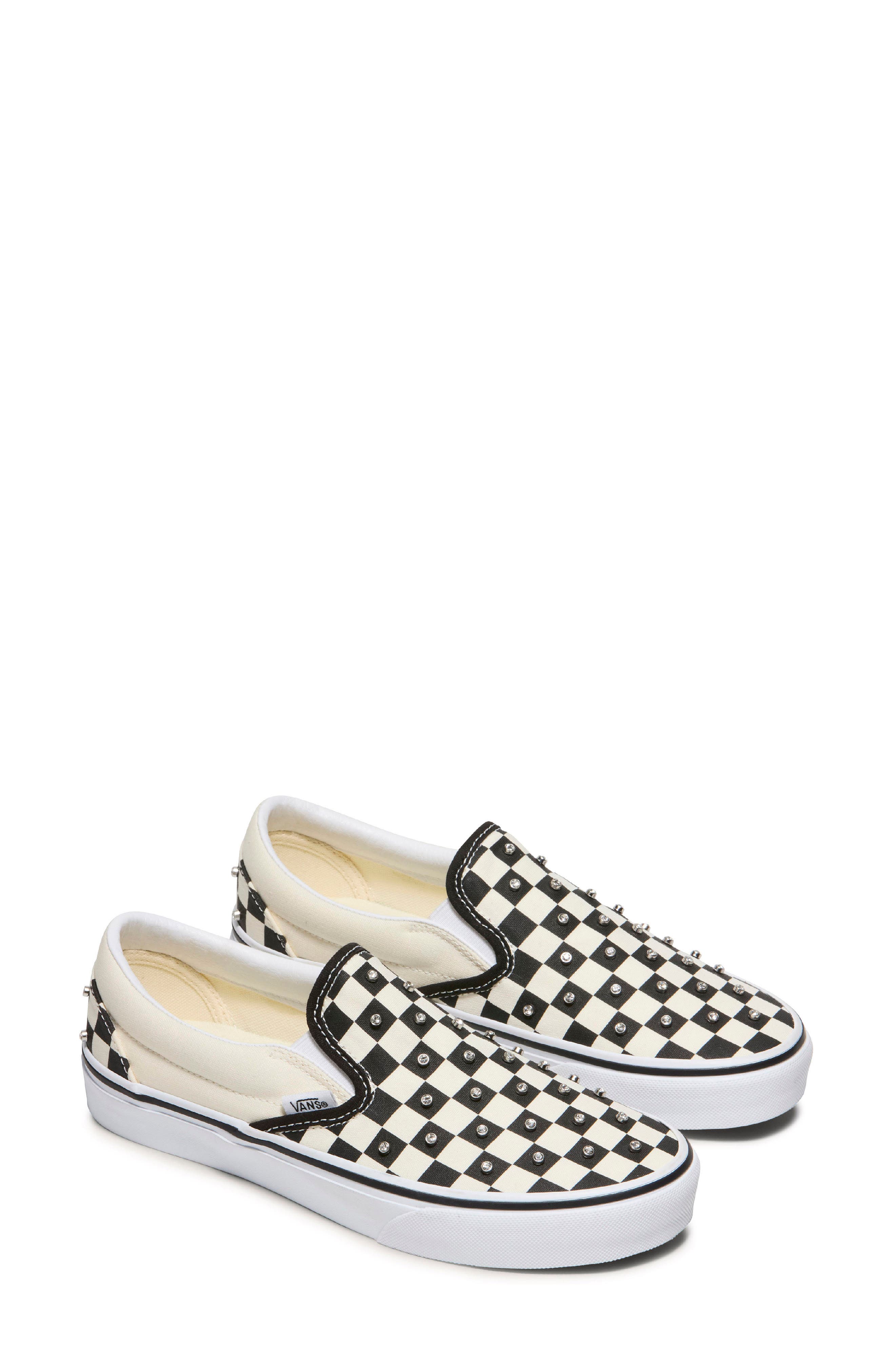 Vans Classic Slip-On Sneaker, Main, color, Checkerboard Rhinestone Black