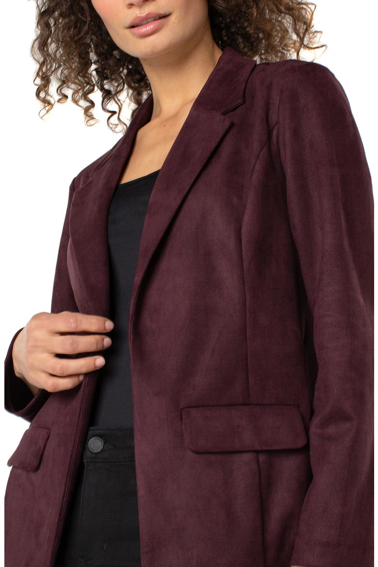 Open Front Faux Suede Blazer, Alternate, color, DARK OXBLOOD