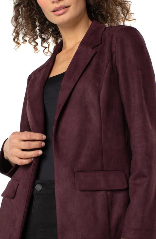 Liverpool Los Angeles Open Front Faux Suede Blazer In Burgundy