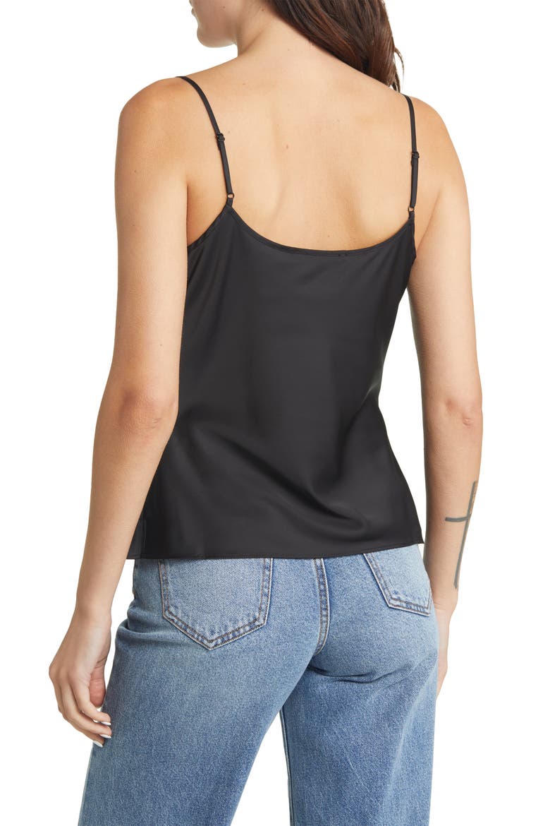 Hadley Cowl Neck Satin Top, Alternate, color, BLACK