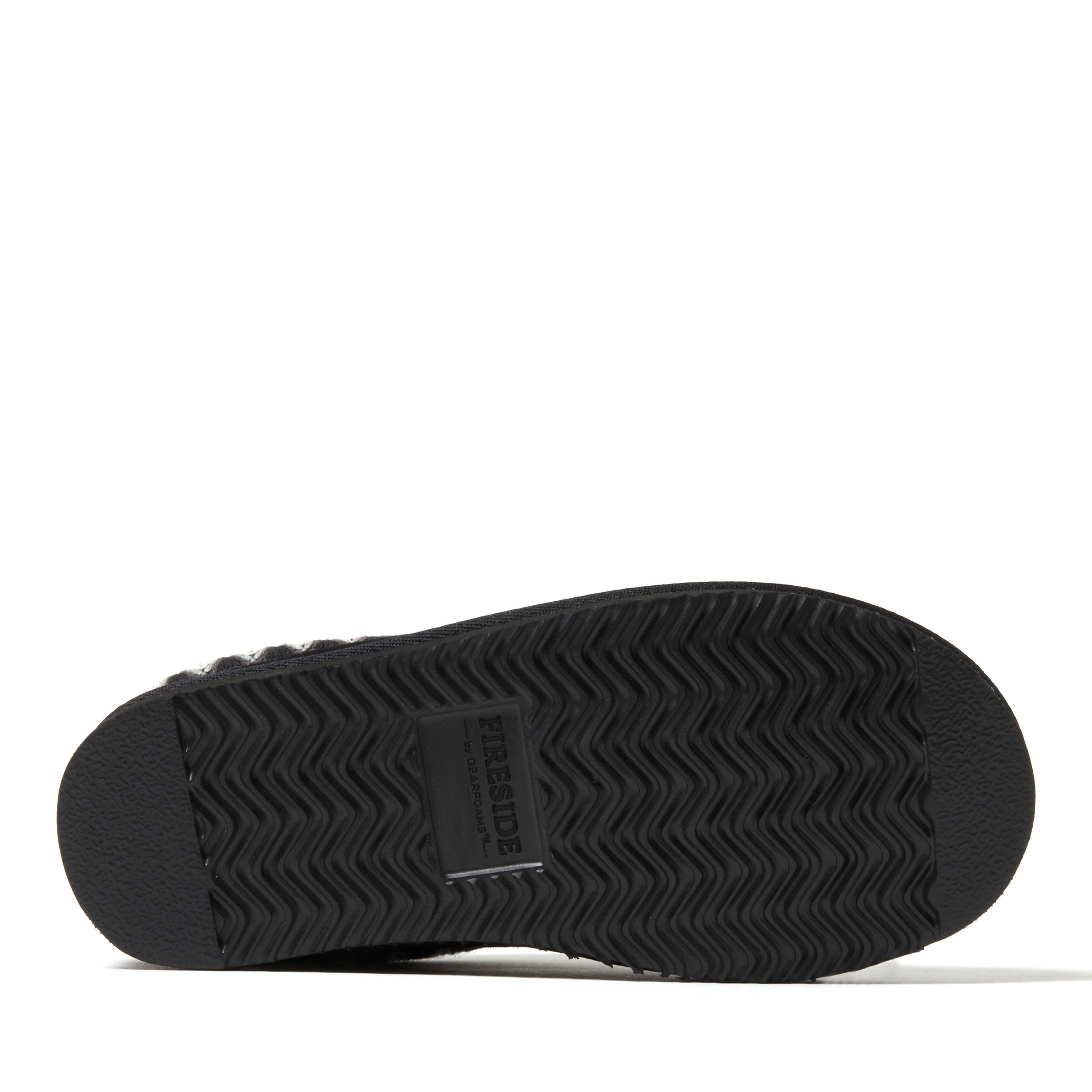 DEARFOAMS Fireside Greta Genuine Shearling Clog Slipper with Embroidery, Alternate, color, Black