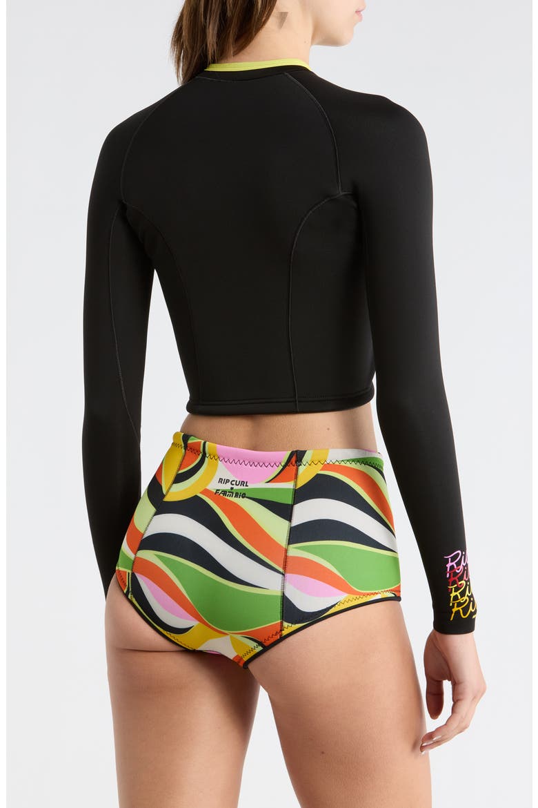 x Farm Rio G-Bomb 1.5mm Crop Swim Jacket, Alternate, color, NEON WAVES