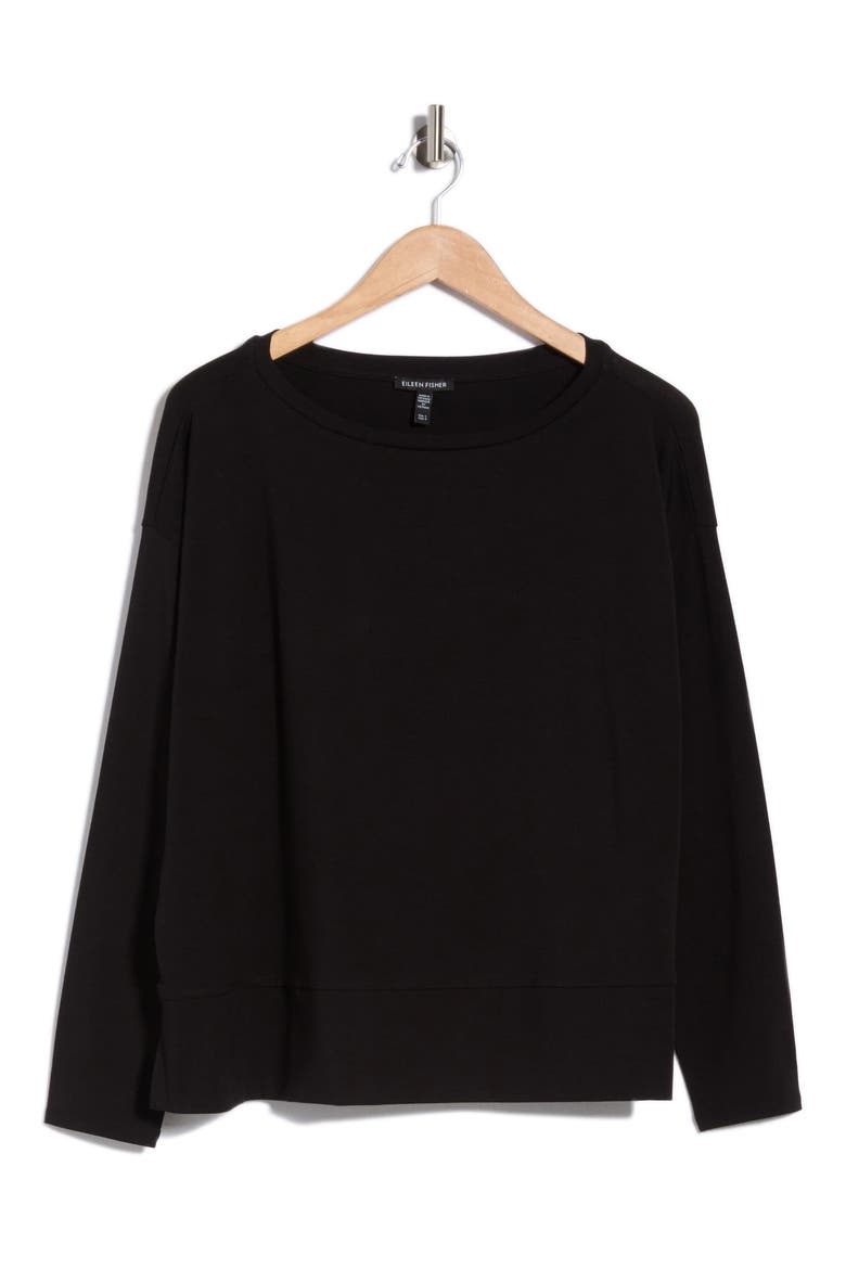 Boxy Long Sleeve Top, Main, color, BLACK