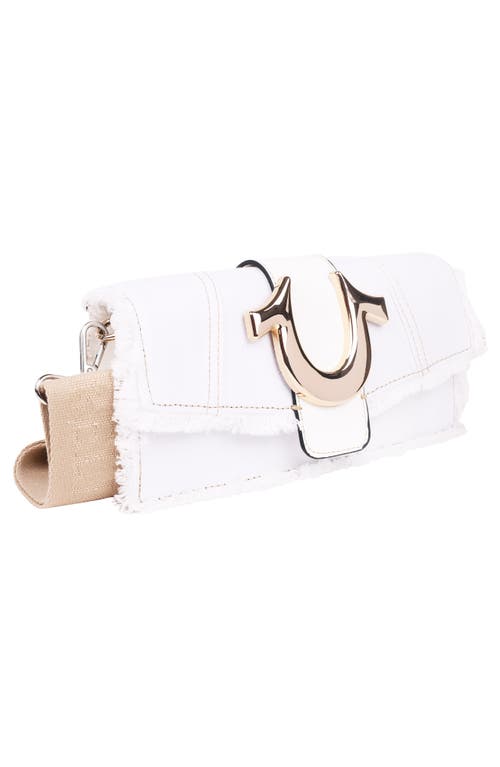 True Religion Frayed Denim Flap Crossbody Bag