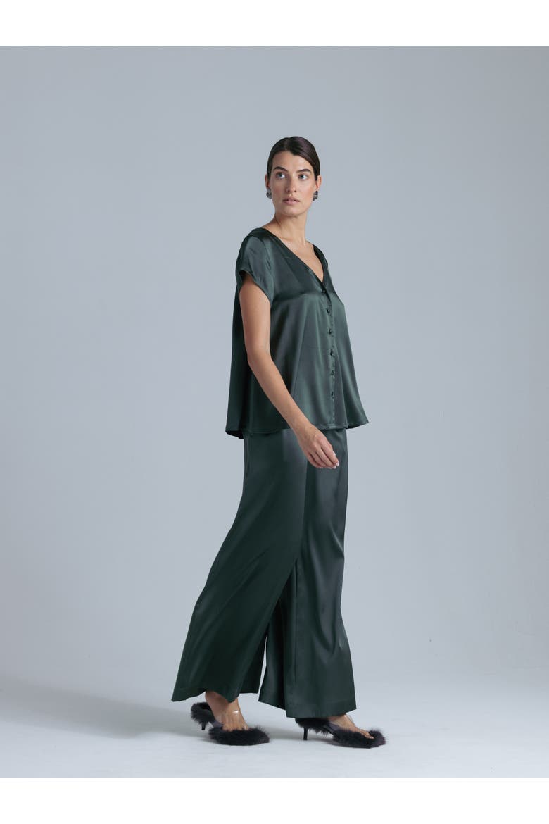 Silk Short Sleeve Shirt, Alternate, color, Rich Green