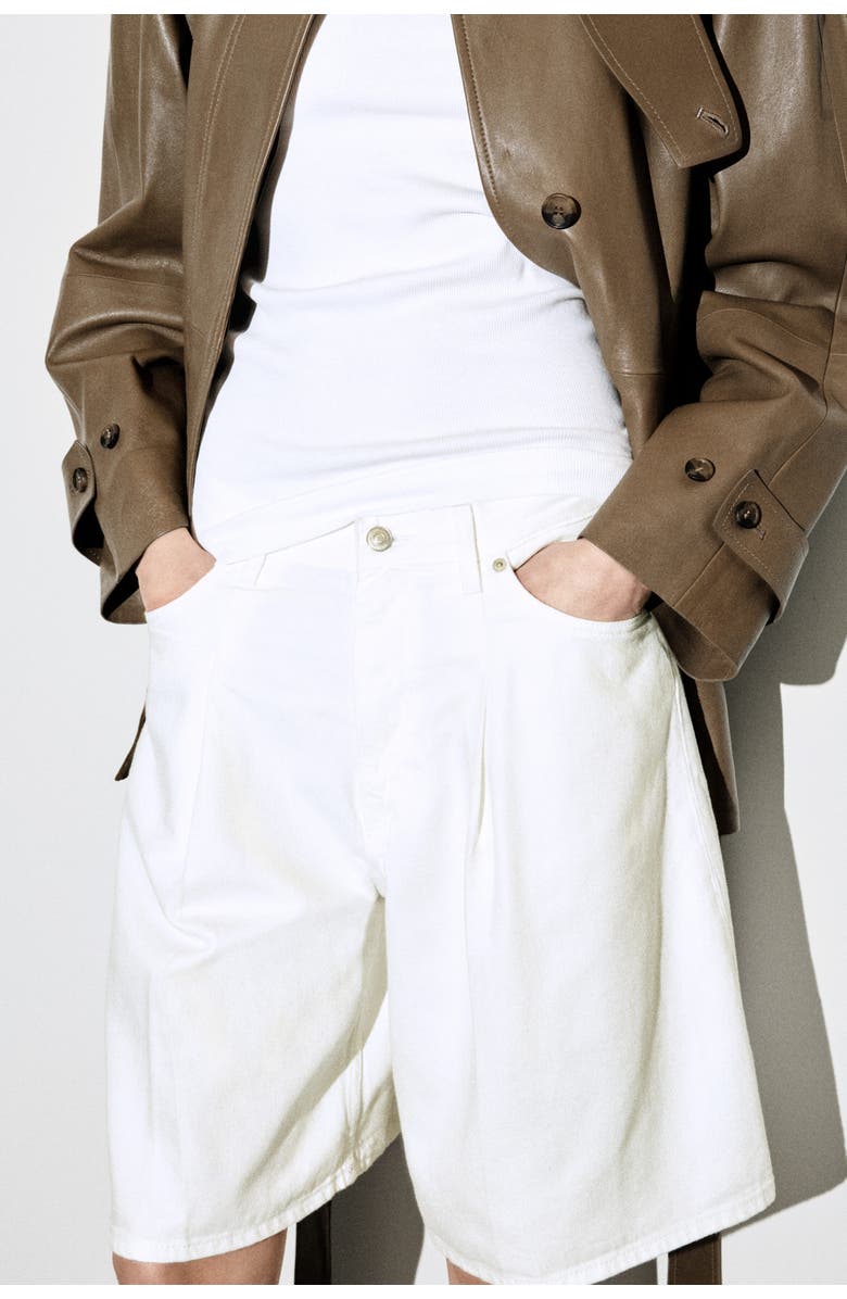 COS Wide-Leg Denim Shorts, Alternate, color, White