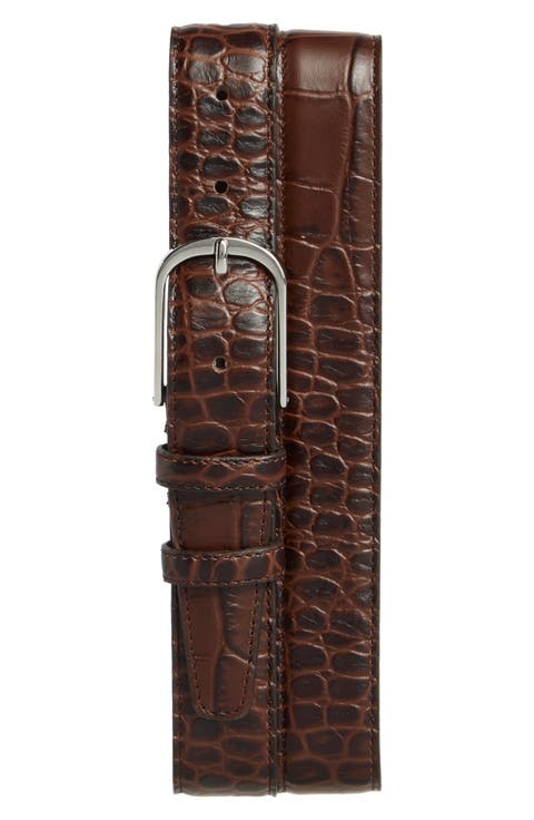 Milo Croc Embossed Leather Belt