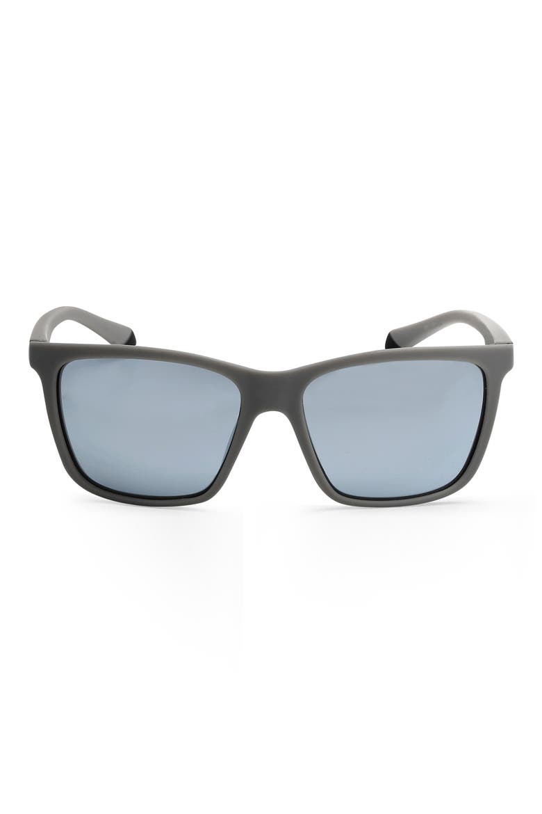 57mm Polarized Square Sunglasses, Main, color, GREY/ OTHER / SMOKE POLARIZED