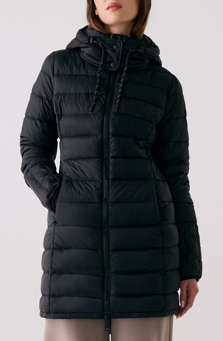 Lole Claudia Hooded Packable Down Jacket, Main, color, Black Beauty