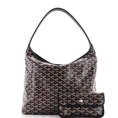 Pre-owned Goyard Goyard Boheme Hobo Printed Coated Canvas In Black