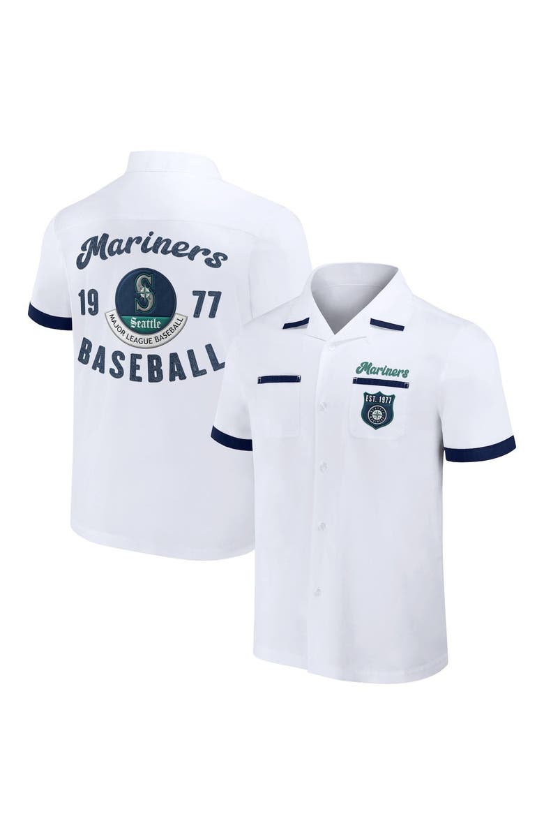 Darius Rucker Collection by Fanatics Men's Darius Rucker Collection by Fanatics  White Seattle Mariners Bowling Button-Up Shirt, Alternate, color, White