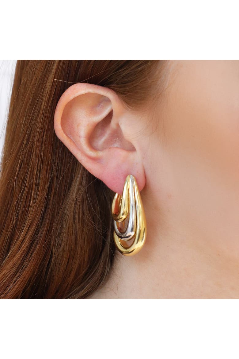 Two-Tone Trio Hoop Earrings, Alternate, color, Two Tone