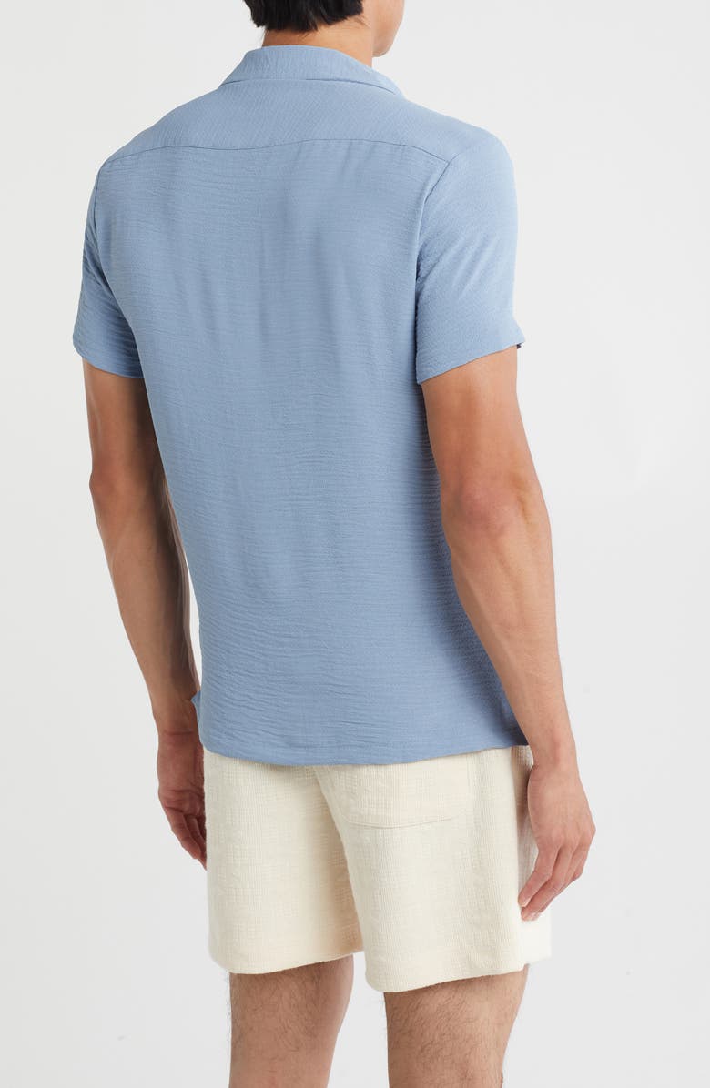 DENIM AND FLOWER Textured Short Sleeve Button-Up Shirt, Alternate, color, Light Blue