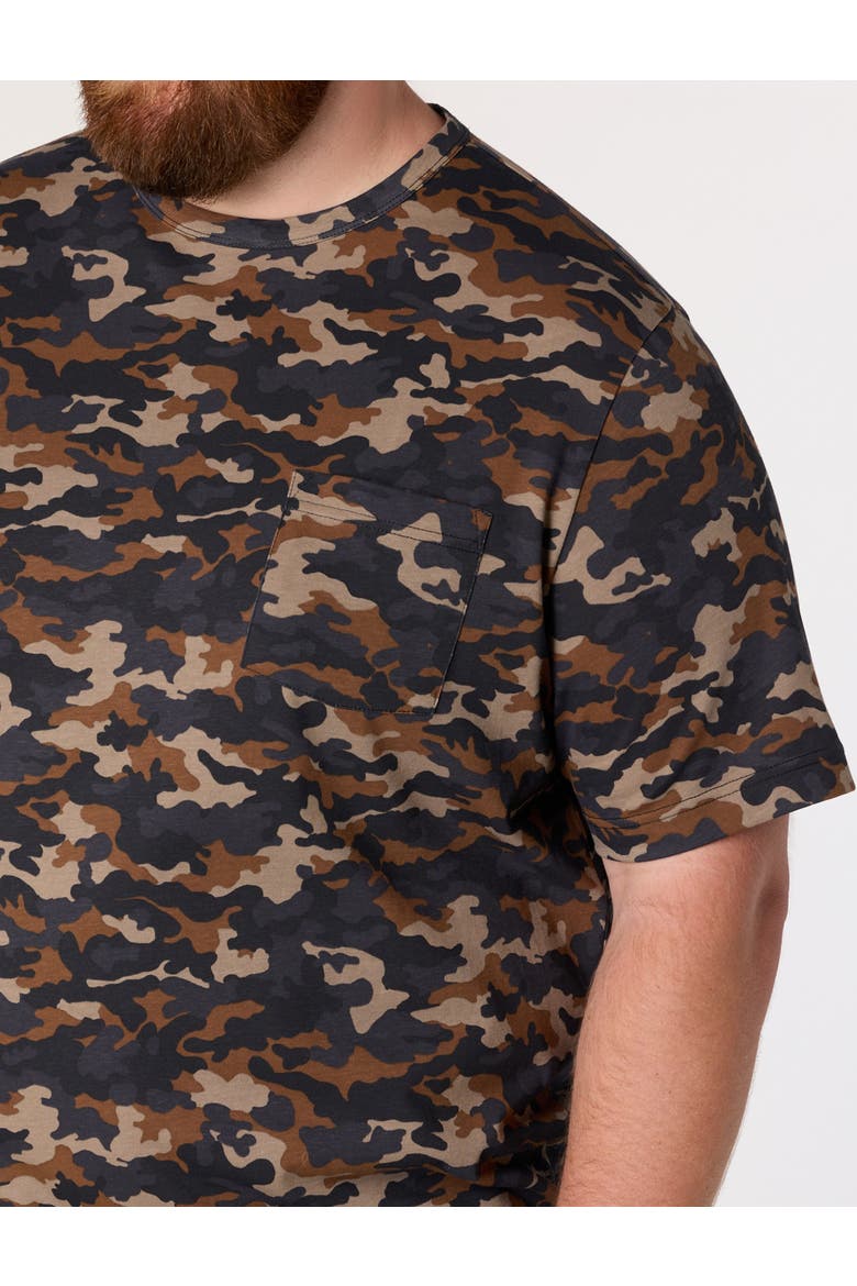 Big & Tall Camo Print Pocket T-Shirt, Alternate, color, BROWN MULTI