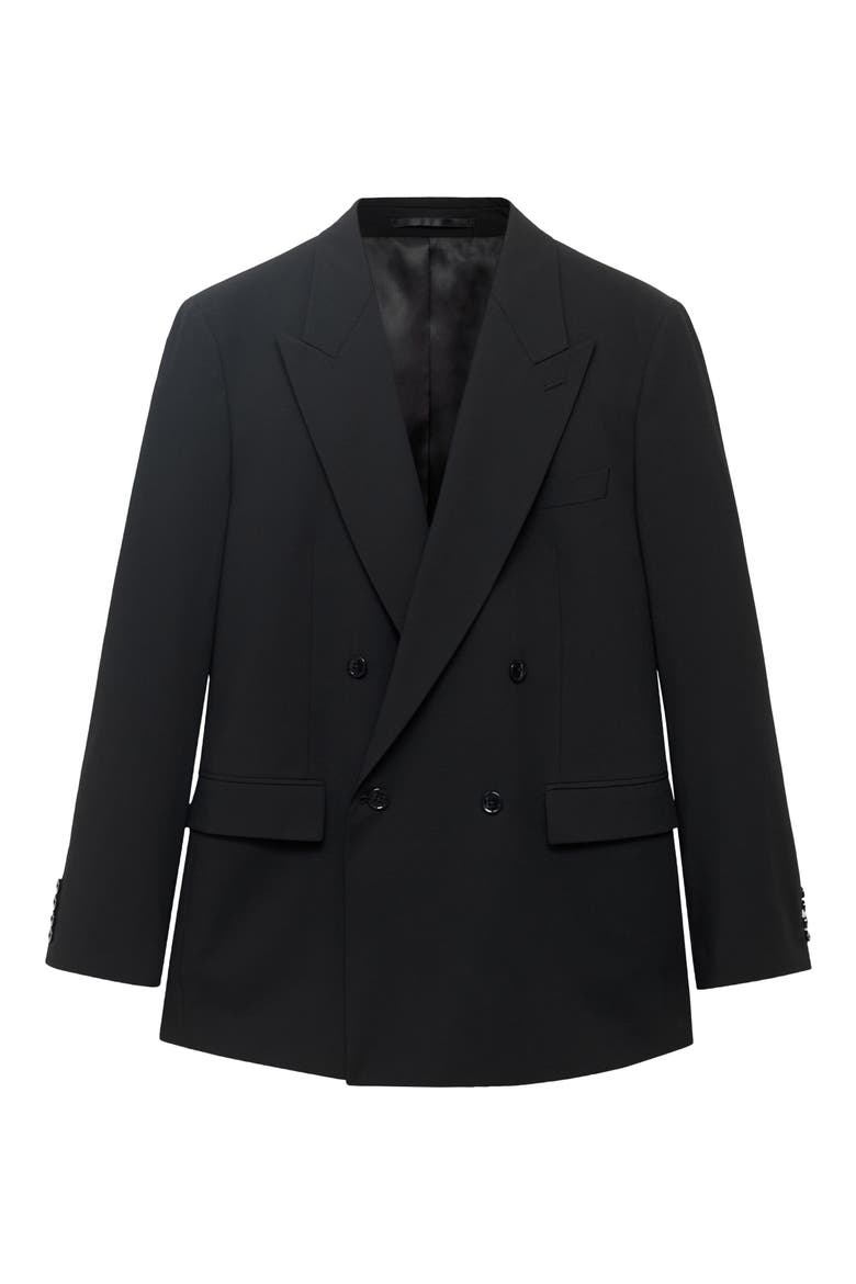 Relaxed Fit Double Breasted Suit Jacket, Alternate, color, BLACK
