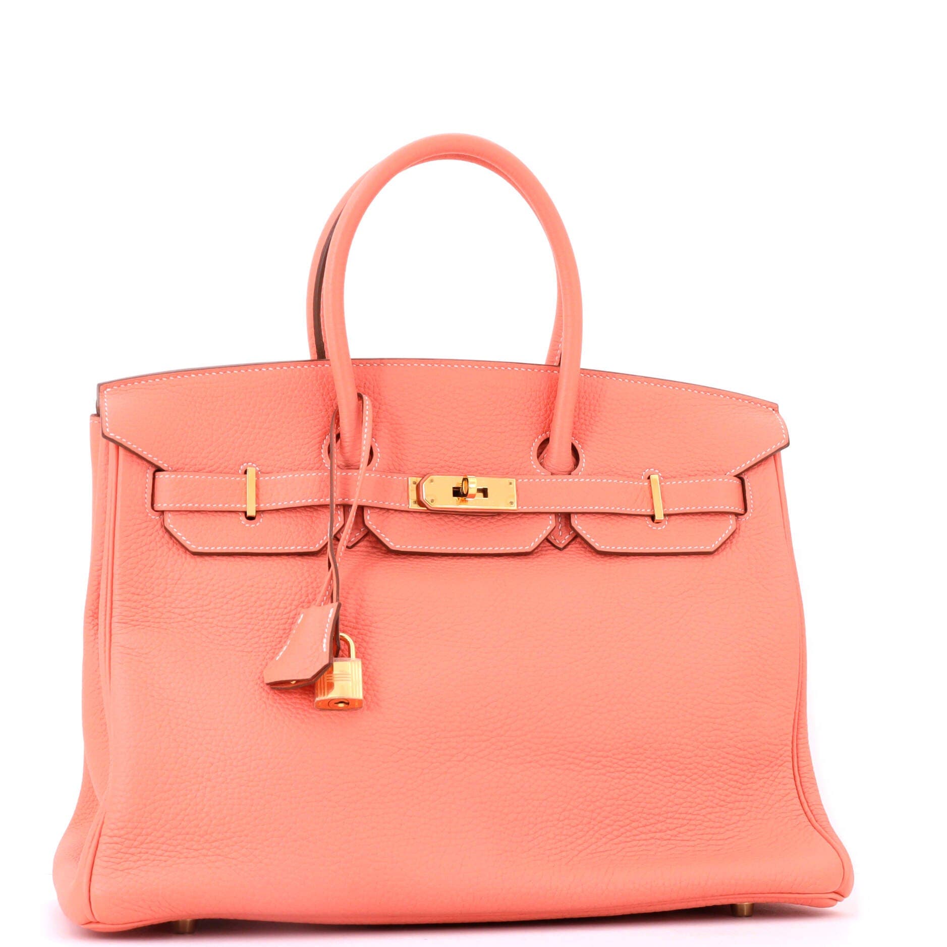 Birkin Handbag Pink Clemence with Gold Hardware 35, Alternate, color, Orange