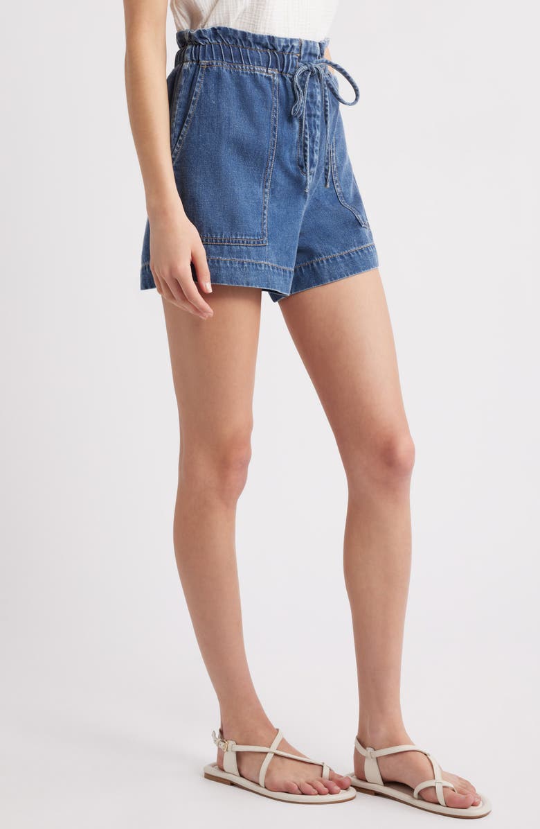 Rails Foster Paperbag Denim Shorts, Alternate, color, Classic Blue