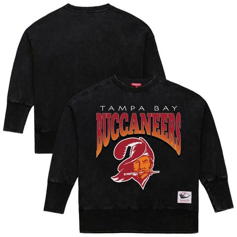Women's Mitchell & Ness  Black Tampa Bay Buccaneers Delineate Mineral Wash Crewneck Sweatshirt