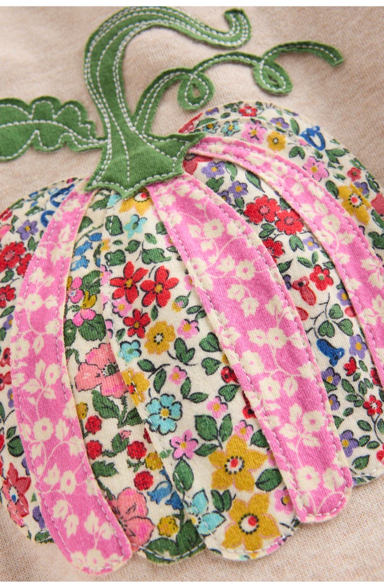 Mini Boden Kids' Pumpkin Appliqué Sweatshirt, Alternate, color, Oatmeal Marl Pumpkin