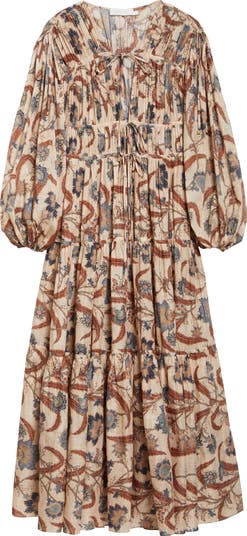 【Zimmermann】ASCENSION BILLOW MAXI DRESS ビロウマキシドレス Ascension Billow floral silk maxi dress in blue - Zimmermann