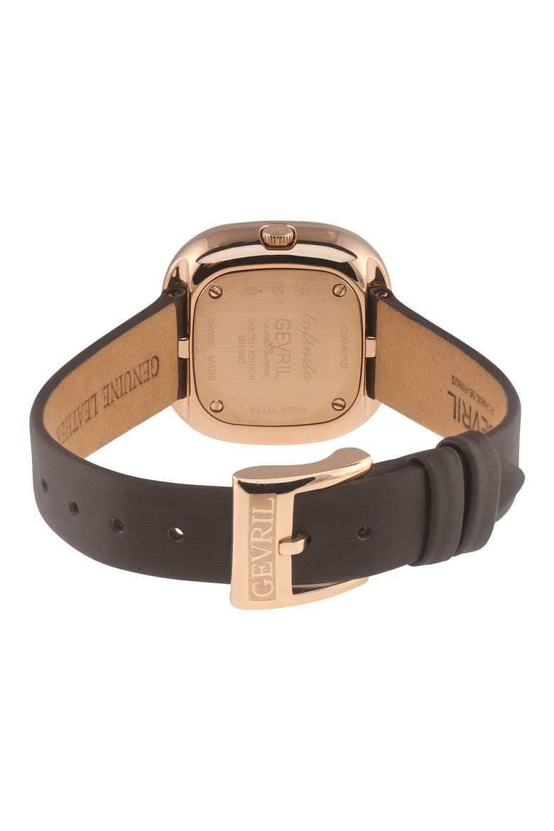Infinita Leather Strap Swiss Quartz Watch, 30mm, Alternate, color, BROWN