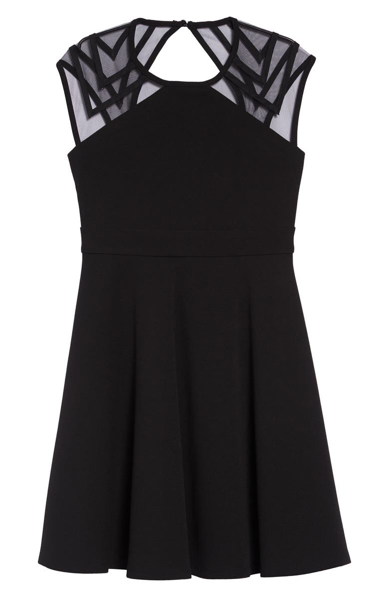 LOVE, NICKIE LEW Illusion Shoulder Skater Dress, Main, color, 