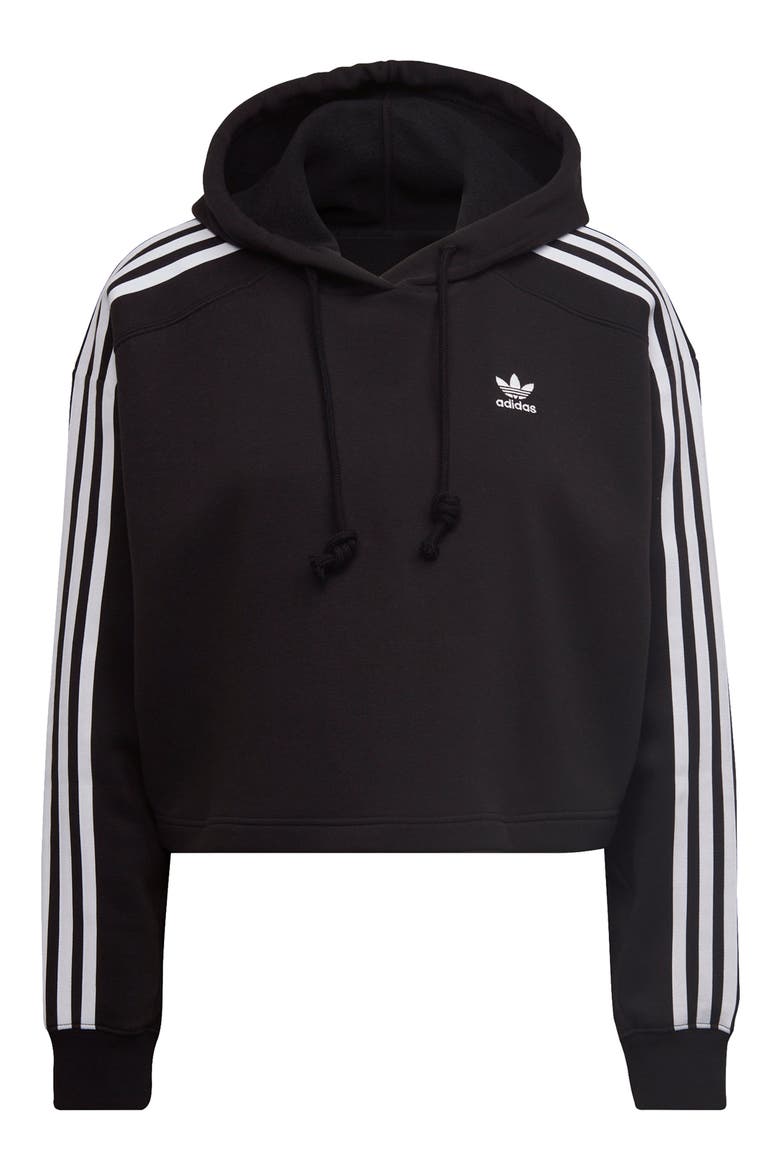 Cropped Fleece Hoodie, Alternate, color, BLACK