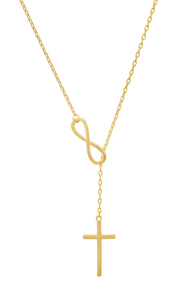 Sterling Silver Infinity Y-Drop Cross Necklace, Main, color, GOLD