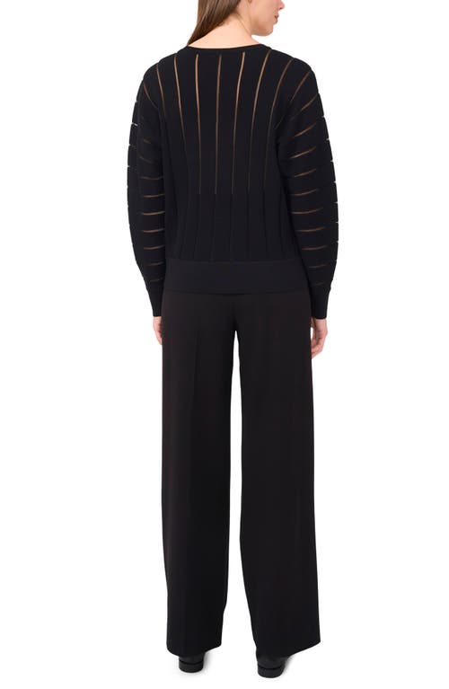 Halogenr Halogen(r) Sheer Stripe Sweater In Rich Black