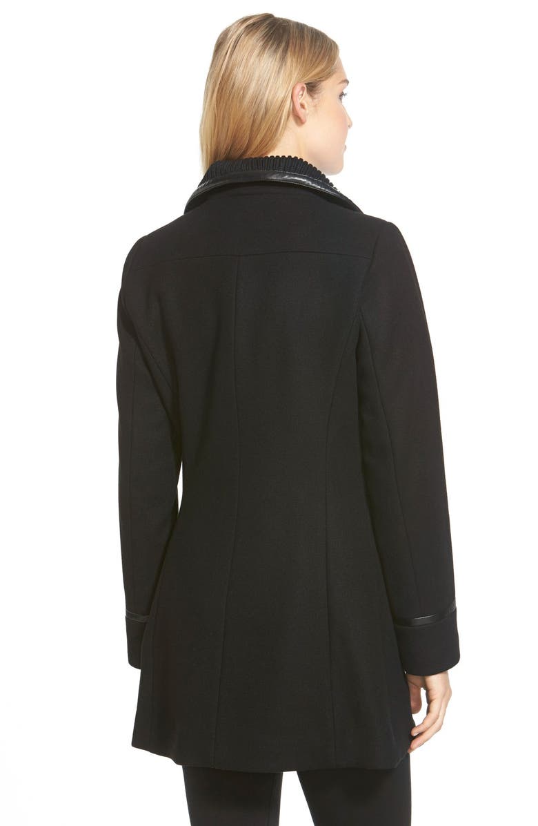 Trina Turk 'Mackenzie' Asymmetric Zip Leather Trim Coat, Alternate, color, 