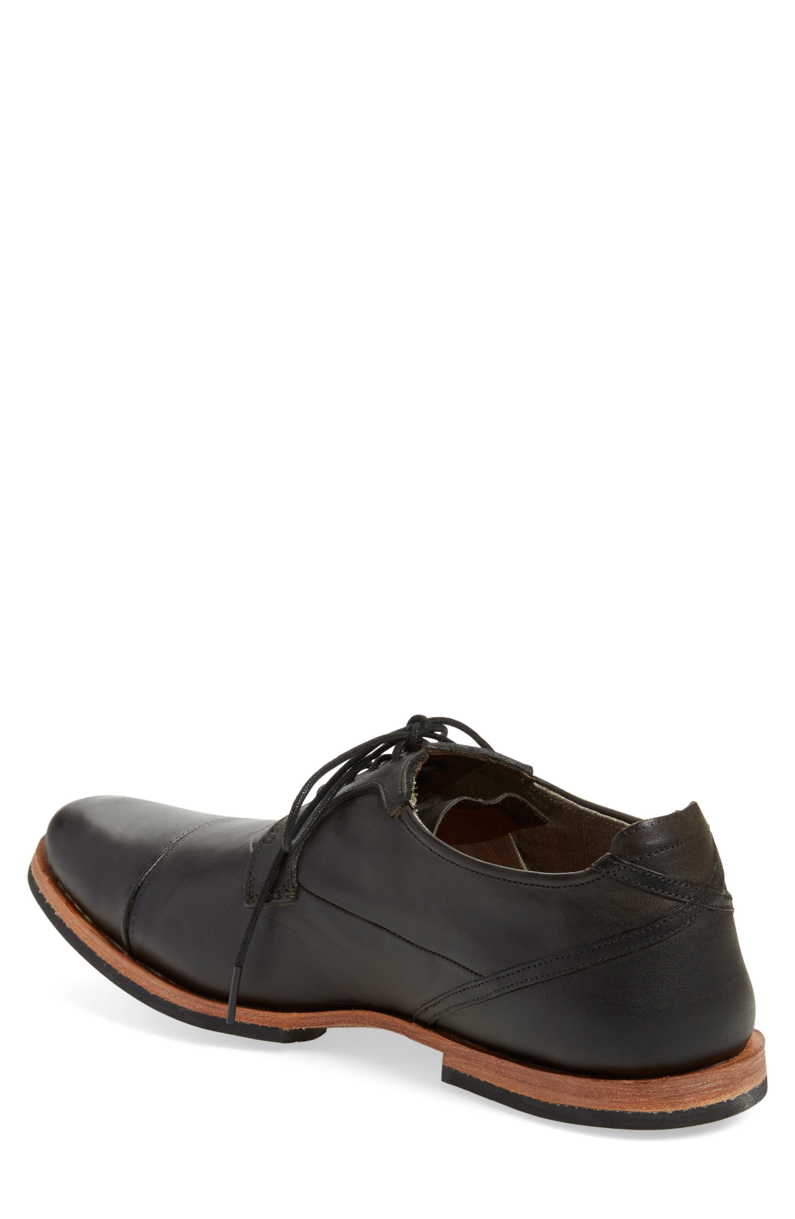 'Wodehouse Lost History' Cap Toe Oxford, Alternate, color, BURNISHED BLACK LEATHER