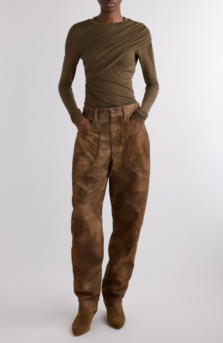 Isabel Marant Étoile Dressi Draped Jersey Top, Alternate, color, Khaki