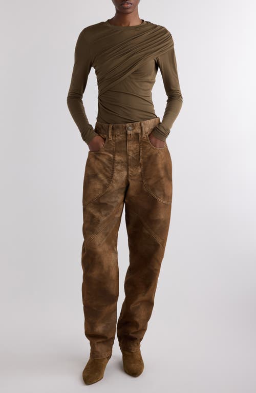 Isabel Marant Étoile Ruched Knit Top In Brown