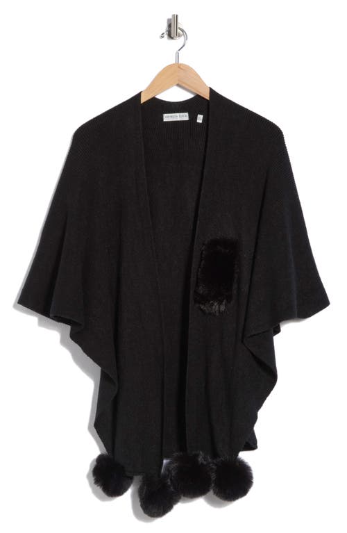 Patrizia Luca Faux Fur Trim Sweater Wrap In Black