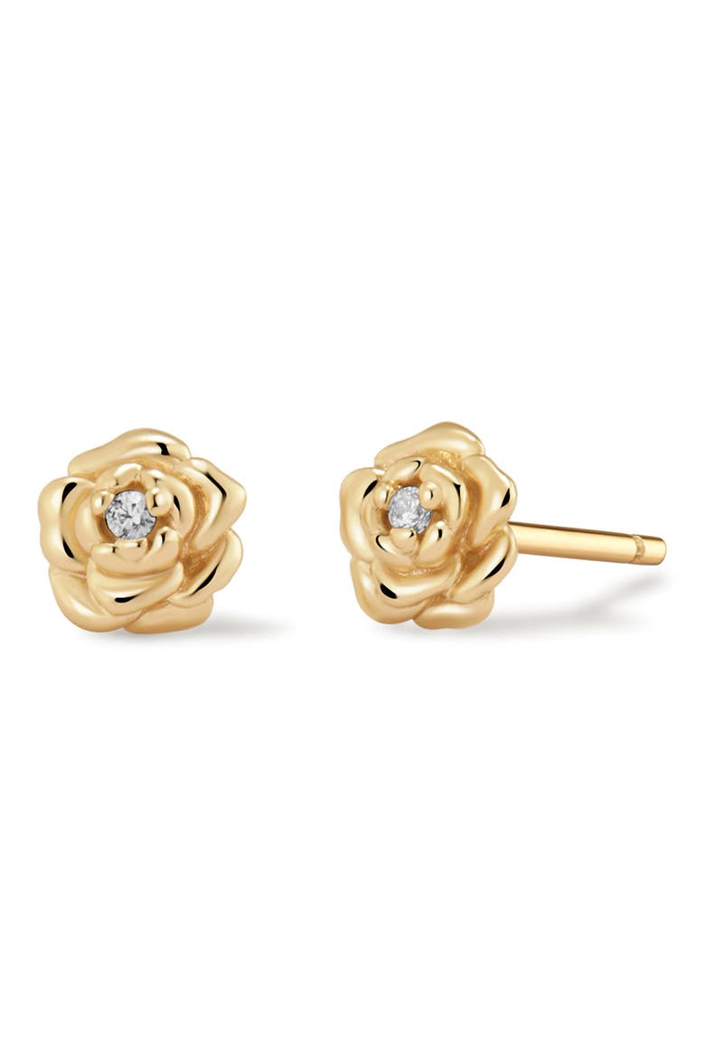 Cubic Zirconia Birthstone Flower Stud Earrings, Main, color, GOLD SEPTEMBER